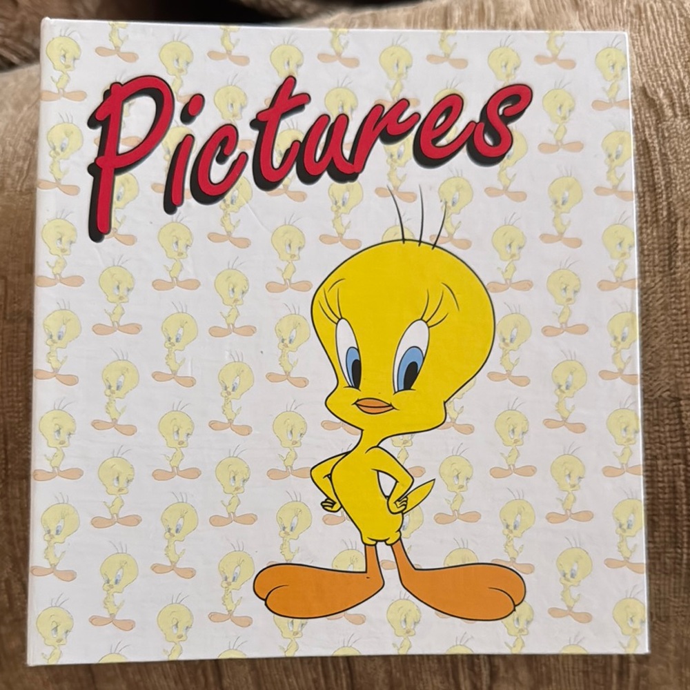 Warner Bros Tweety Bird photo album book Yellow and Orange Vintage 1996